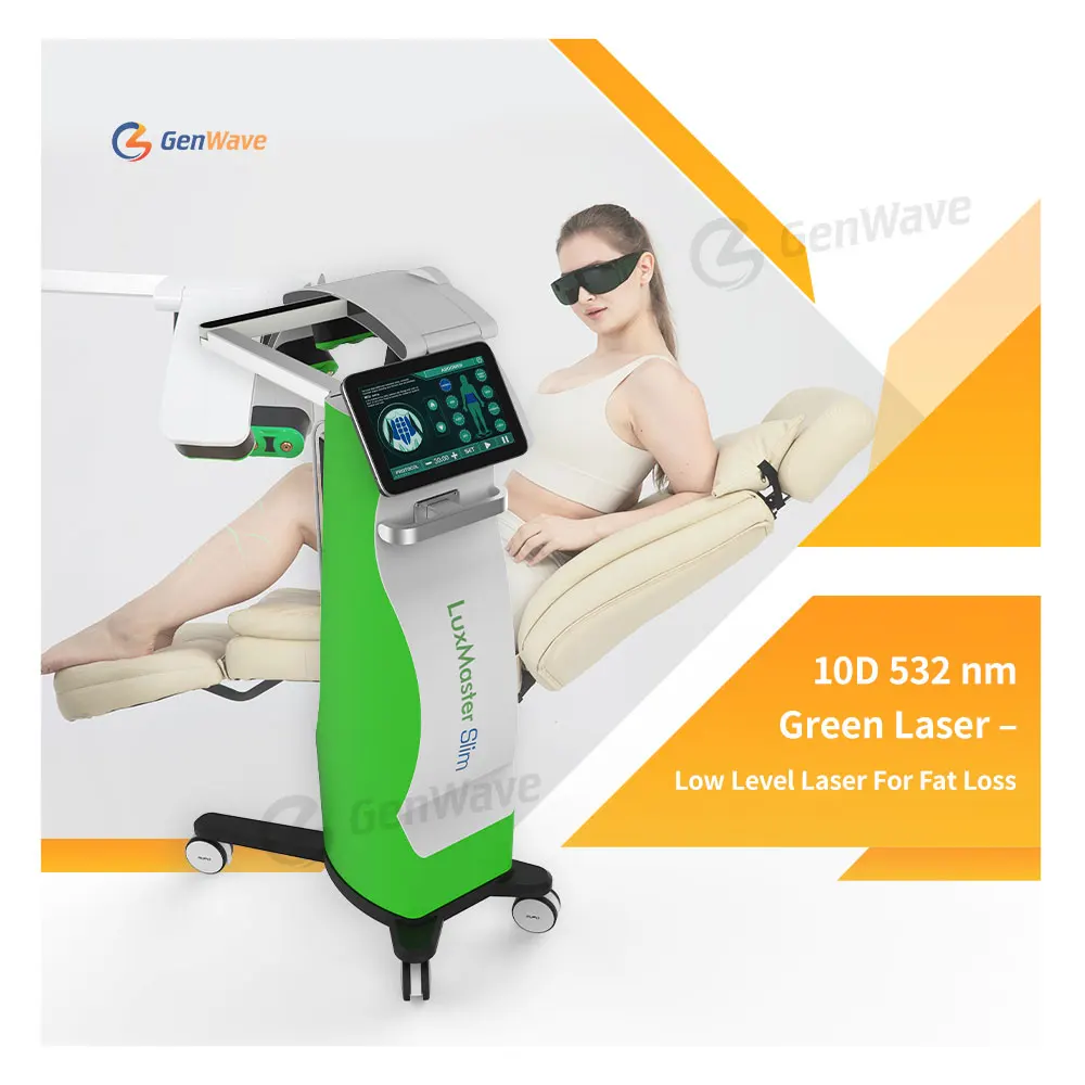 10D Rotating Green Laser Lights Scanning Slimming Device 532nm Emerald Laser Fat Loss Machine