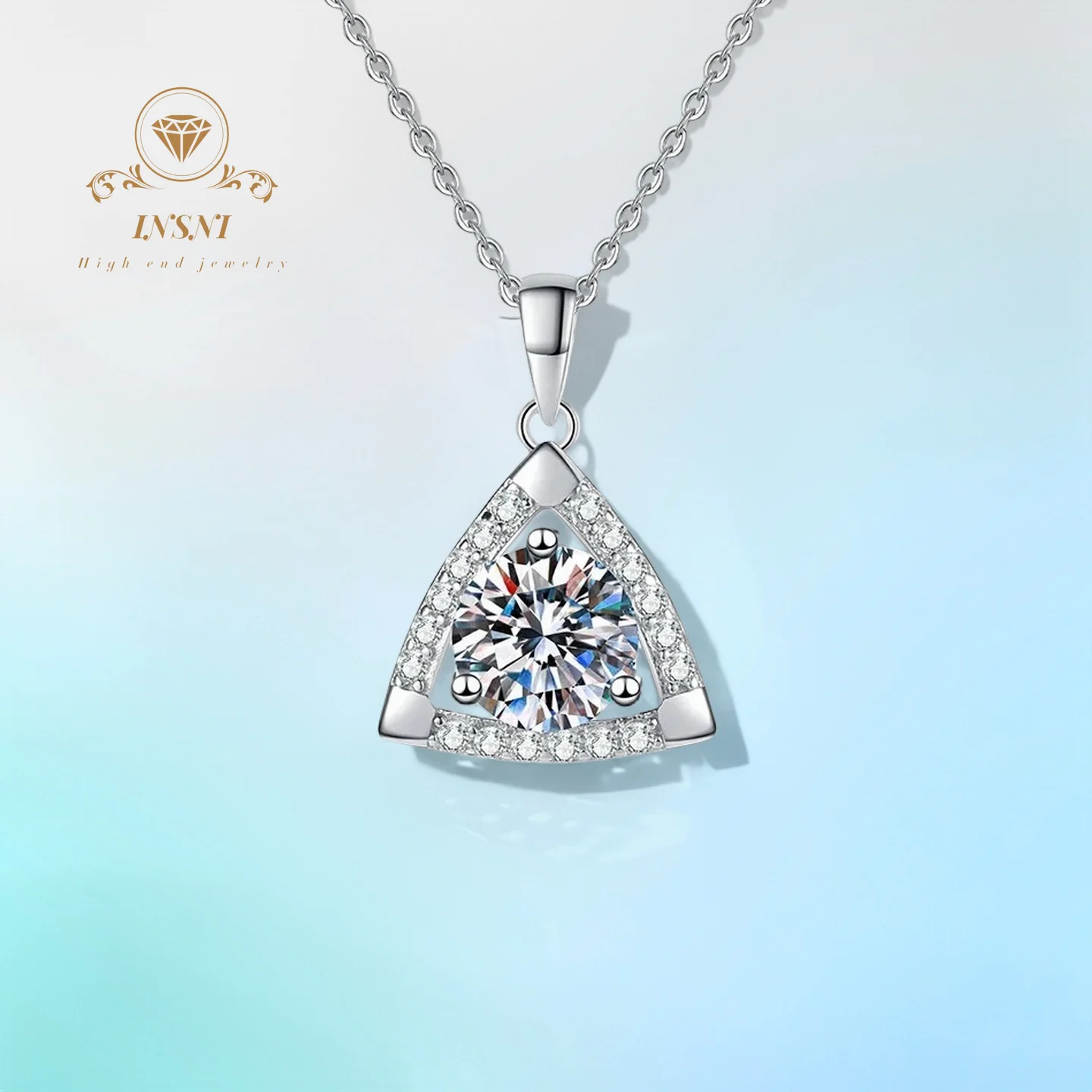 

1CT D Color Moissanite Luxury Geometric Pendant S925 Sterling Silver Certified Women's Necklace Gift Jewelry Non-allergic