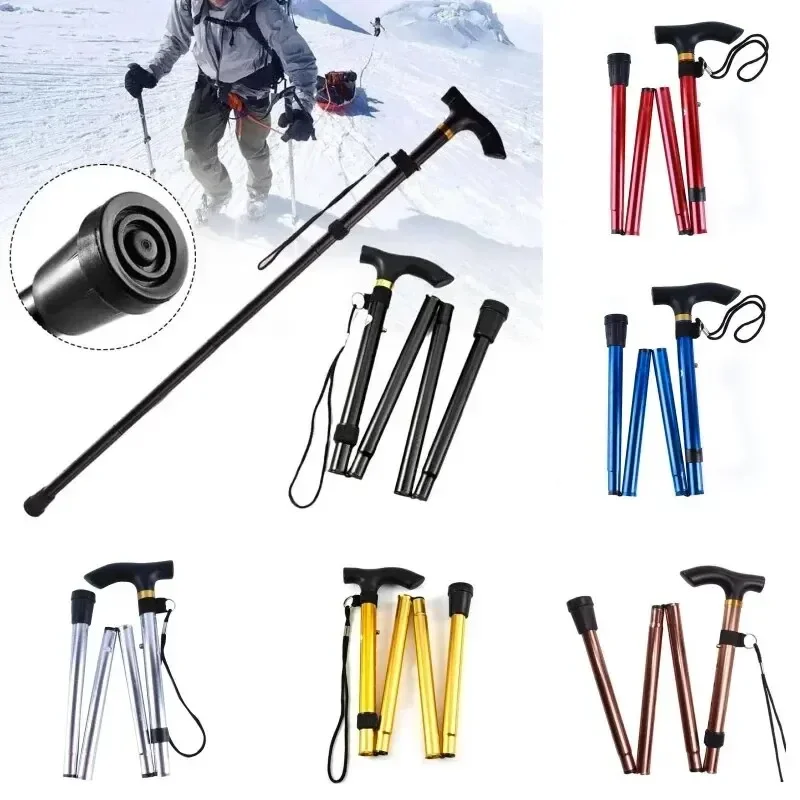 Hiking Camping Mountaineering Poles Walking Stick Telescopic Baton Trekking Poles Folding Cane Crutches Pole Unisex Crutch Stick