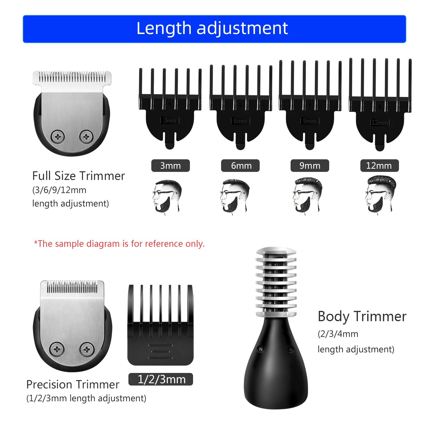 KIKIDO Rechargeable Digital Display 6 In 1 Hair Trimmer For Men Eyebrow Beard Trimmer Electric Hair Clipper Grooming Kit Haircut