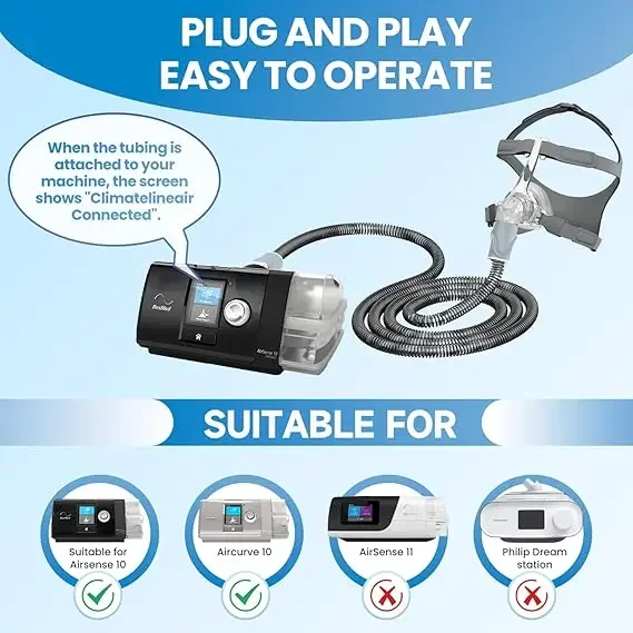 خرطوم ساخن لـ Resmed Air Sense 10 وAirCurve 10، أنبوب تسخين بديل متوافق مع هواء خط المناخ