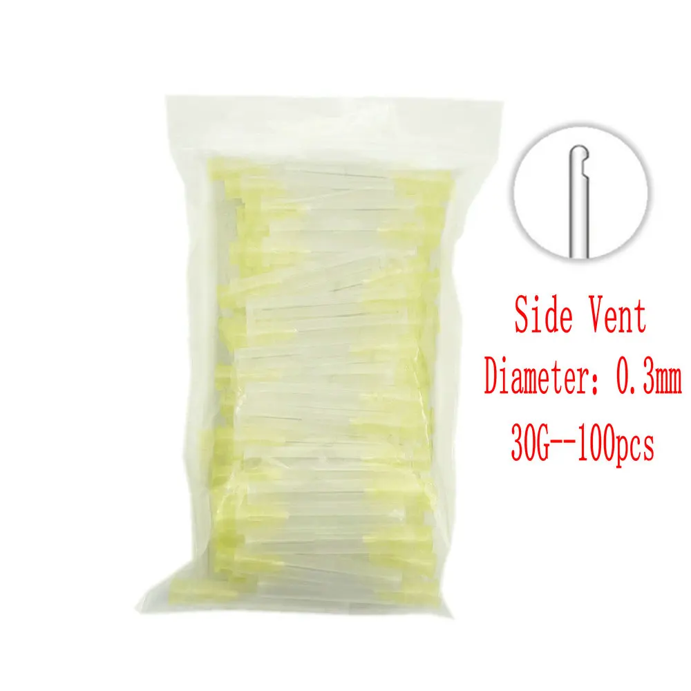 100Pcs Sterile 30Ga Dental Irrigation Needles with Plain and Notched Ends for Endodontic Root Canal Syringe