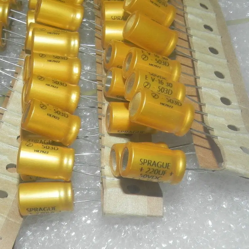2PCS/LOT  SPRAGUE 503D 50v 220uf Vertical Cathode Aluminum Electrolytic Capacitor