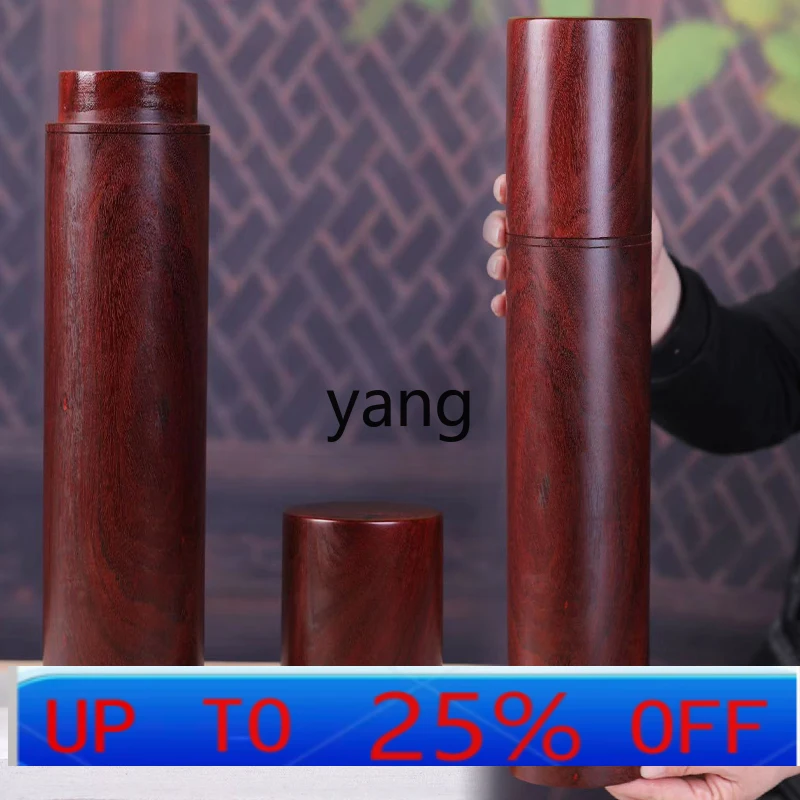 Lmm red sandalwood incense tube household accompanying incense storage box retro Chinese portable incense box