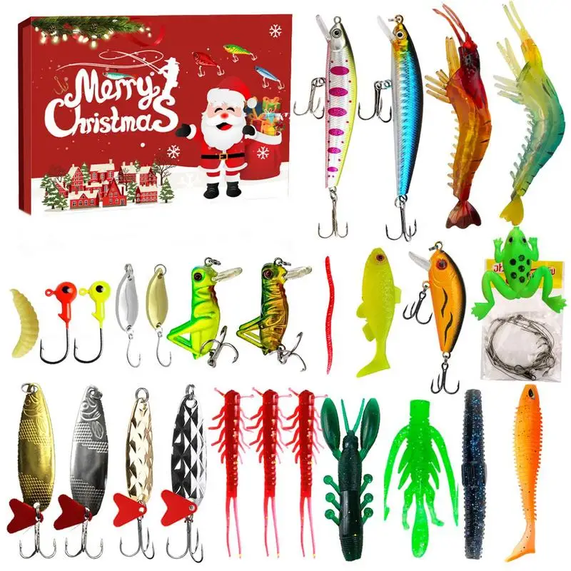 

24 Day Fishing Lure Countdown Calendar With Spoons Minnow Crankbait 2024 Fishing Advent Calendar 2024 Xmas Surprise Gift