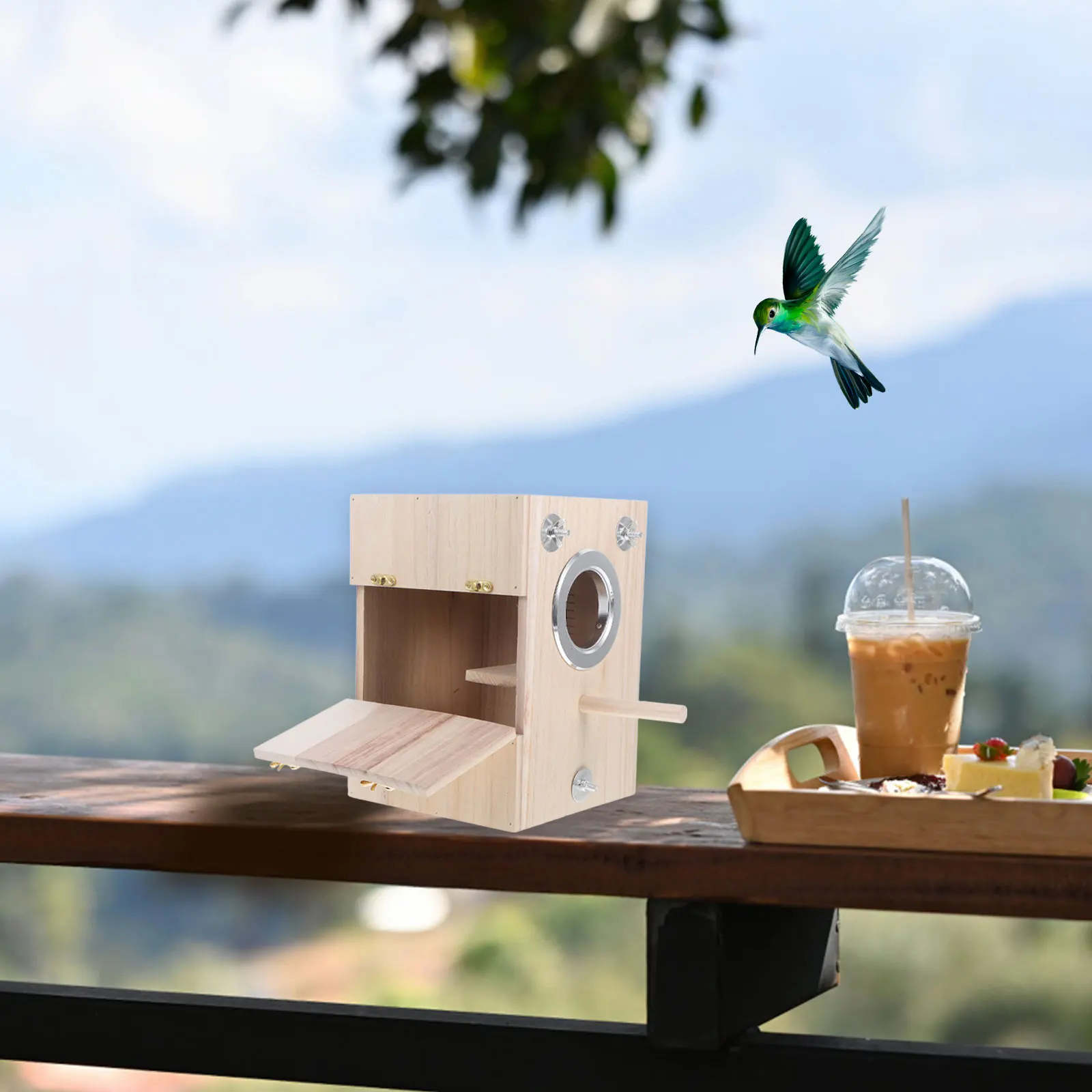 

Wooden Bird Breeding Box Beige Safe Durable House Nesting Holder Wood Case Hatchery Canary Parrot Lark Rest Play Small Birds