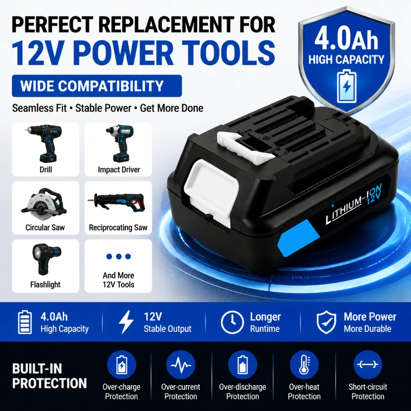 

2AH-7AH BL1021 BL1041 Electric Drill Suitable for Makita 12v Lithium Battery Charge Display Charger Battery Pack