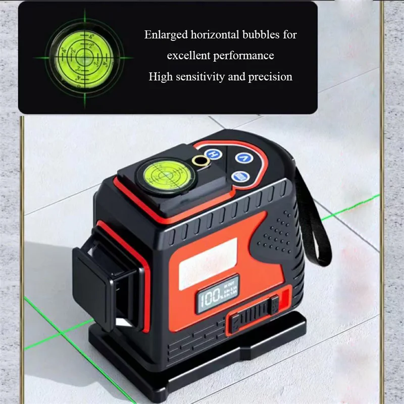 8/12/16 Lines 4D Green Light Laser Level 360° Self-Leveling Super Powerful Crossline Laser Level With LED Digital Display Screen