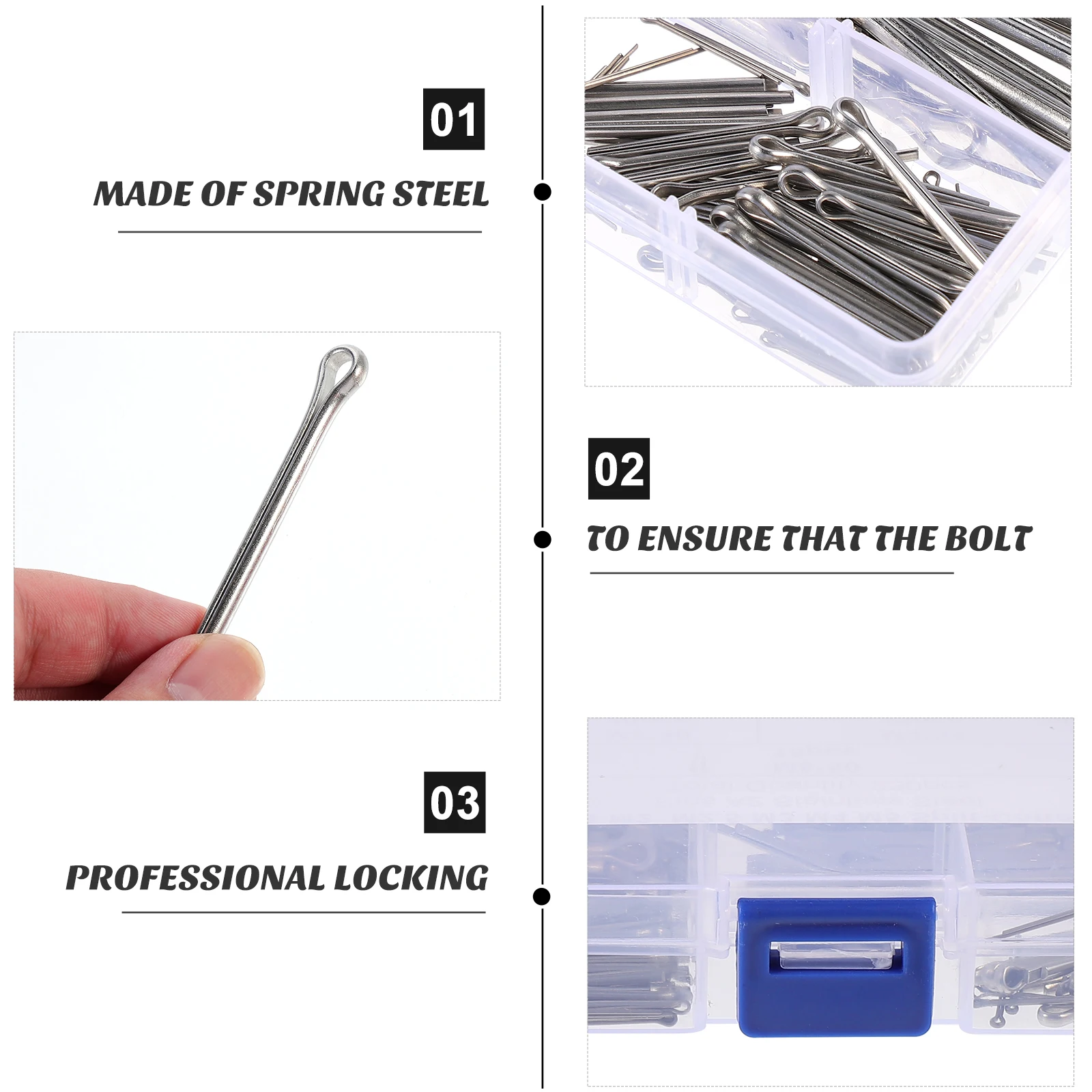 

230pcs Stainless Steel Split Cotter Pin Assortment Kit Durable Fastener Clips For Automotive Mechanics Garage Hitch Pins Car