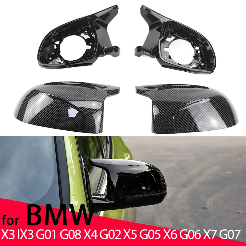 

4pcs Carbon Fiber Style Black Side Mirror cover Caps for BMW X3 iX3 G01 G08, X4 G02, X5 G05, X6 G06, X7 G07