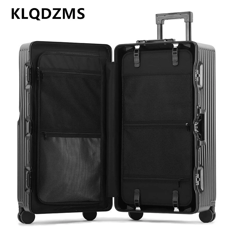 KLQDZMS Laptop Suitcase Front Opening Aluminum Frame Large Capacity Trolley Case 26