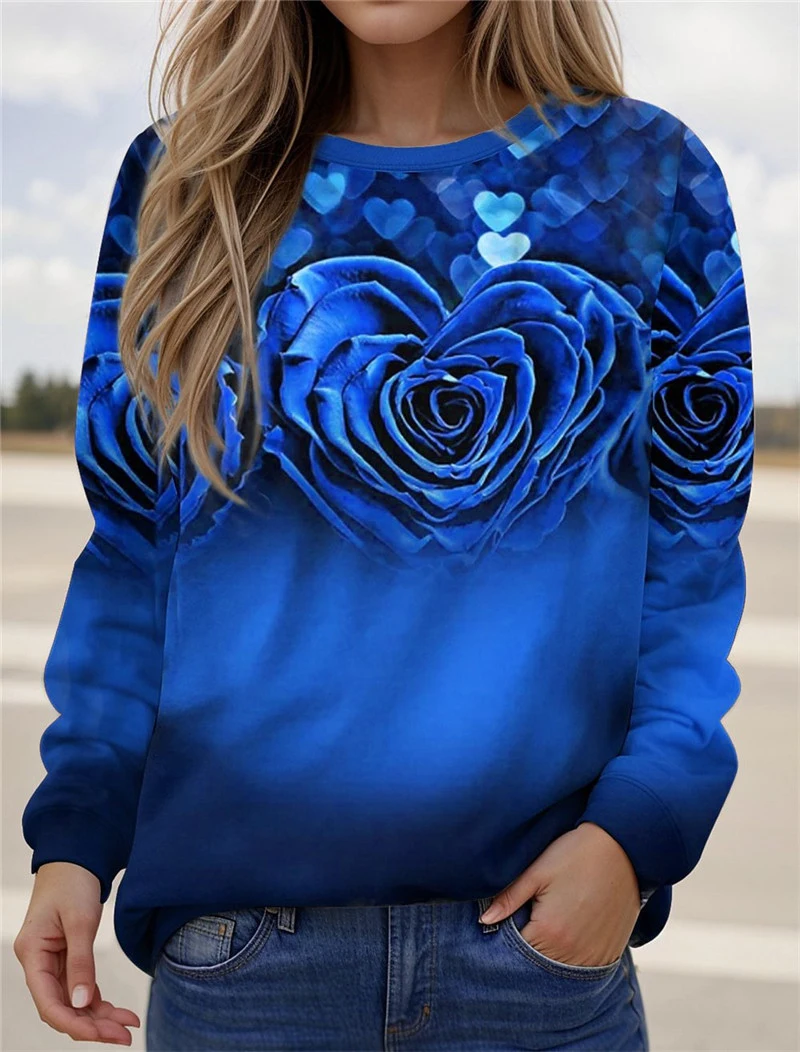 Street Fashion Love Heart Pattern Women Sweatshirts Autumn Winter Long Sleeve 3d Print Trend Men's/Ladies Lovers Pack Sweatshirt