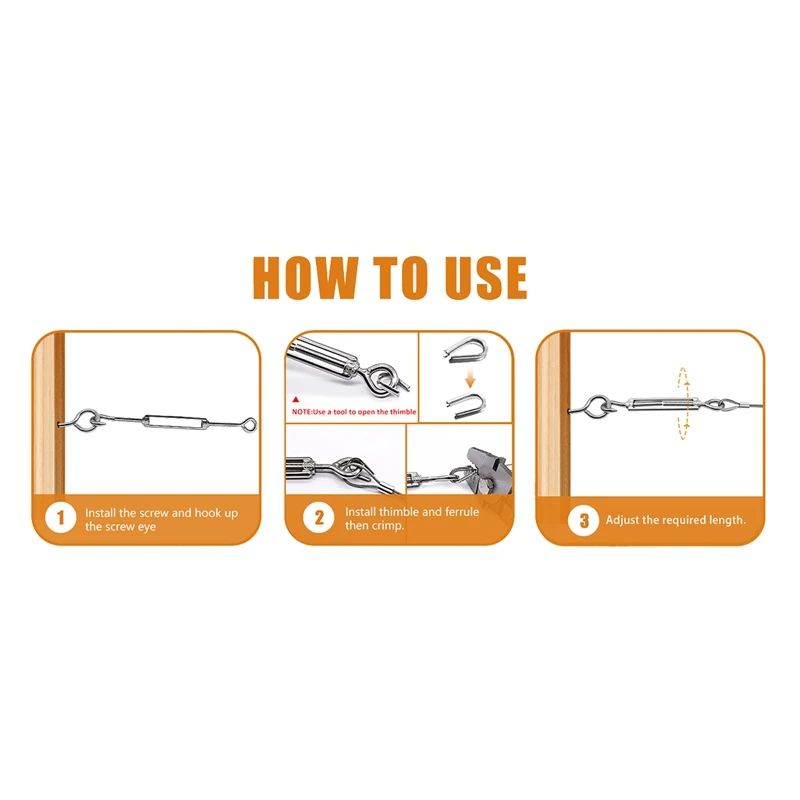 1/16Inch Heavy Turnbuckle Cable Railing Kit M5 Hook And Eye Turnbuckle Kit 65Ft Wire Rope