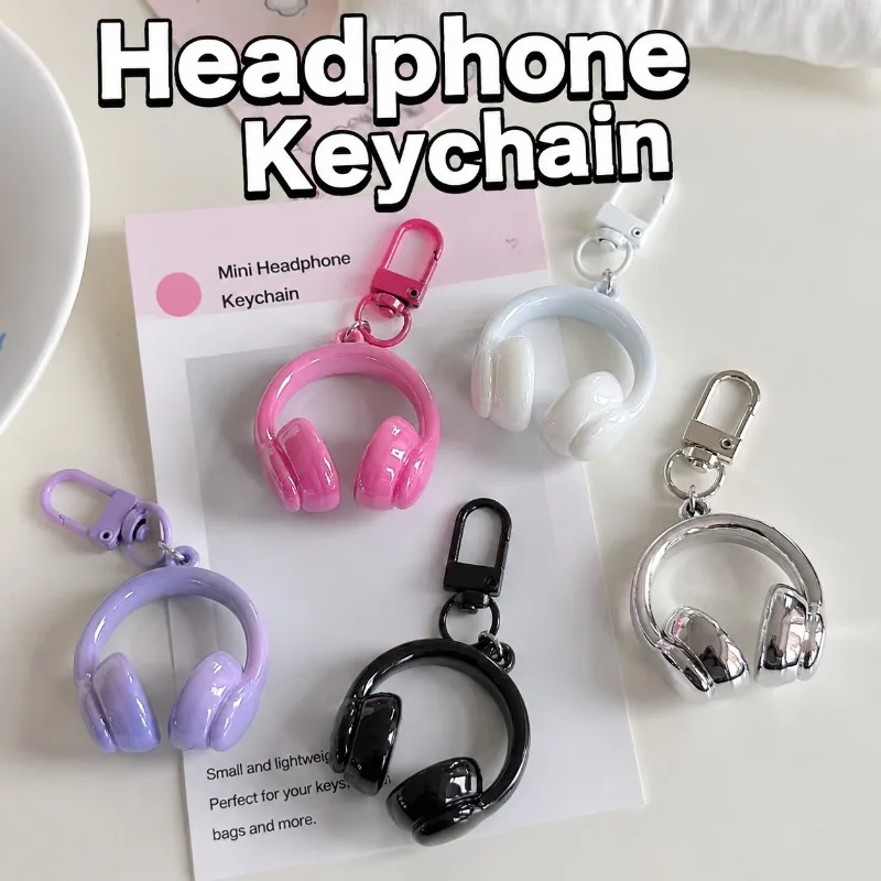 3D Headphone Shaped Keyring, Minimalist Cool Chic Pendant, Sophisticated Backpack Hanging Decor, Modern Neutral Style Ornament