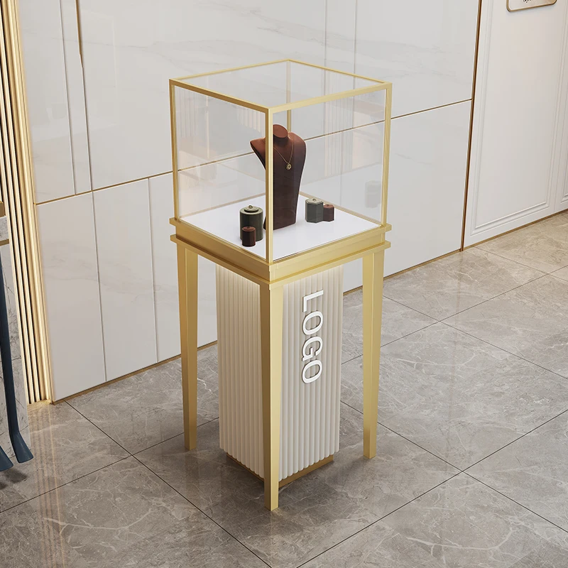 

Custom.Customized Luxury Display Jewelry Display Cabinet Ultra-white Tempered Glass LED Lighting Jewelry Store Display Cabinet