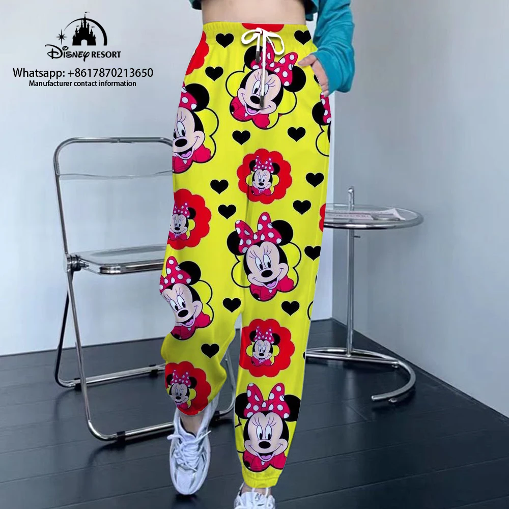 Mickey Minnie Animation Autumn New Women\'s Casual Harajuku Street Style Small Feet Versatile Unisex Sports Pants 2024