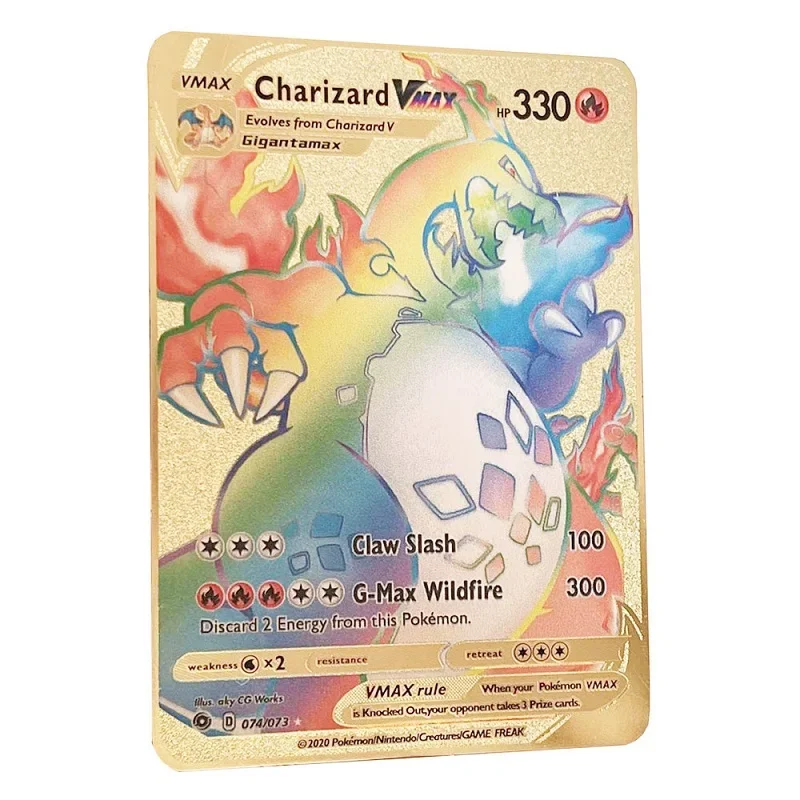 

Pokemon Metal Card 10000 Points Arceus Charizard Raichu Super Card Golden English Mewtwo Vmax GX EX Anime Collection Cards Gift