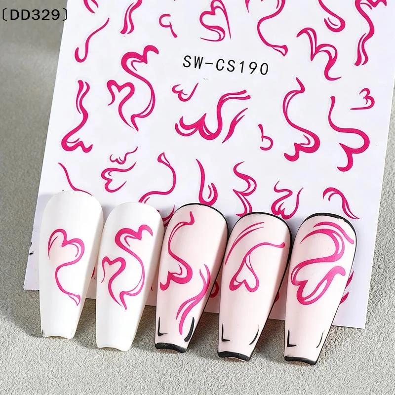 2Sheets Sweet Element Nail Art Stickers Simple Valentine's Day Ribbon Heart Kawaii Decals Bow Butterfly Manicure Slider〔DD329〕