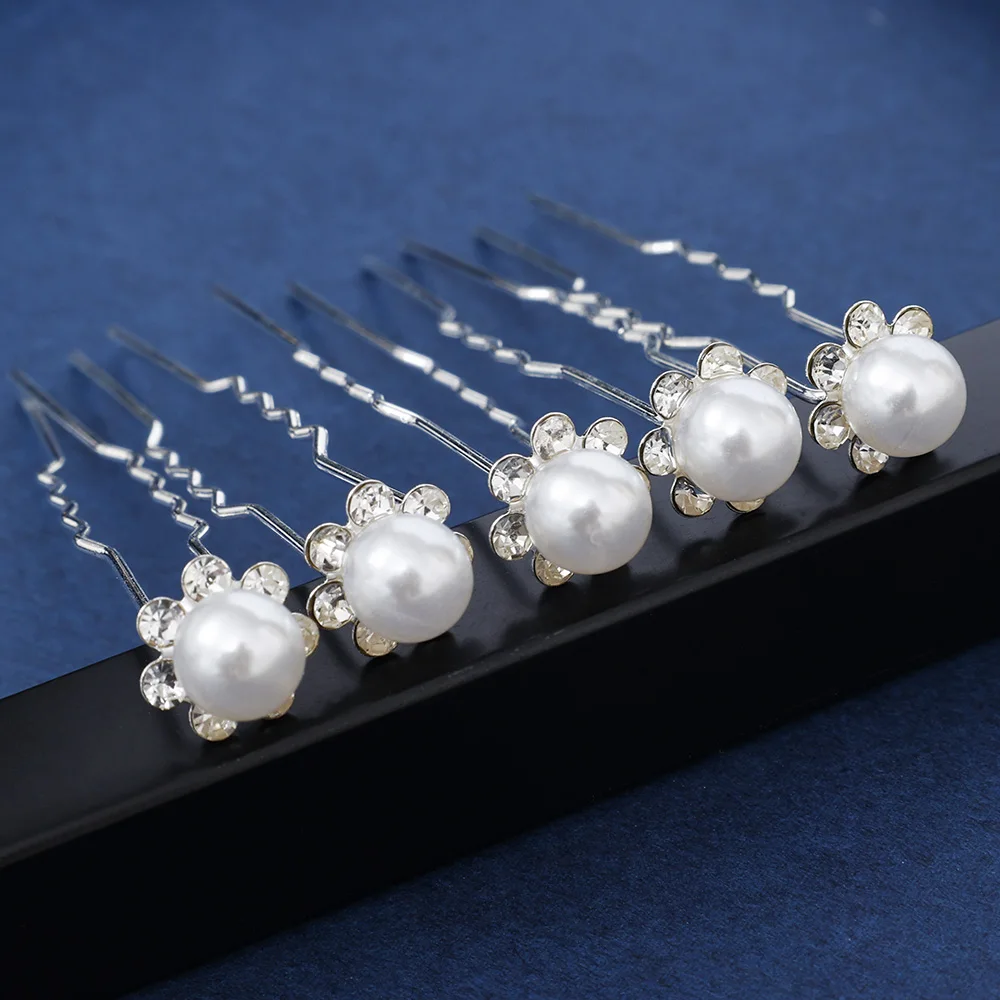 20Pack Women U-shaped Pin Metal Barrette Clip Hairpins Simulated Pearl Bridal Tiara Hair Accessories Wedding Hairstyle Tools