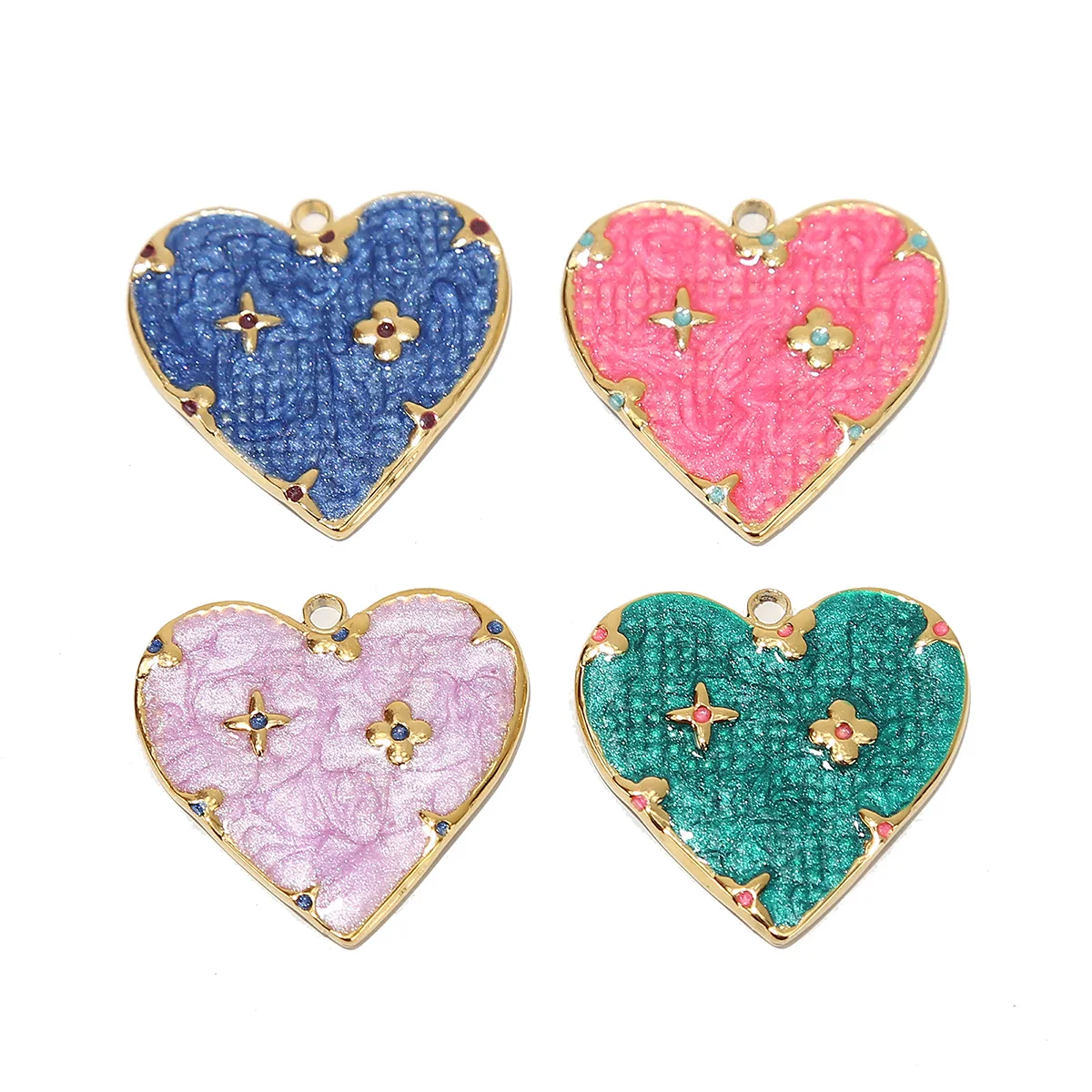 5pcs Beautiful Heart Charm Stainless Steel Enamel Love Pendant For DIY Necklaces Earrings Jewelry Making Fingdings Gifts 27*29mm