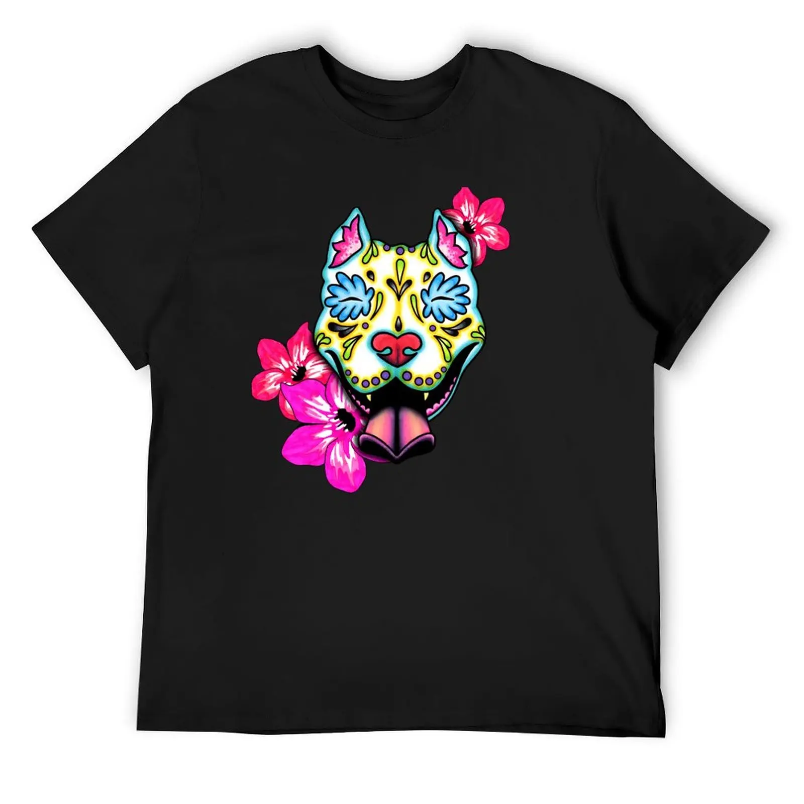 

Slobbering Pit Bull - Day of the Dead Sugar Skull Pitbull Dog T-Shirt Funny t-shirt customs blue lock funny t shirts men