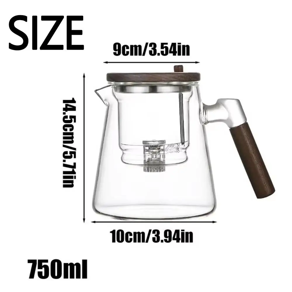 Creative Magic Glass Teapot 750ml Heat Resistant Tea Pot with Infusers Press Control Large Capacity One-button Filtering Teapot