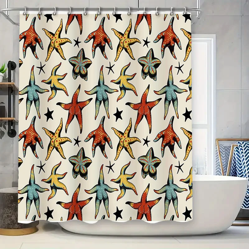 

Coastal Shower Curtain Set Beach Themed Bathroom Decor Ocean Wave Pattern Waterproof Fabric Liner Modern Home Decor Seaside Vibe