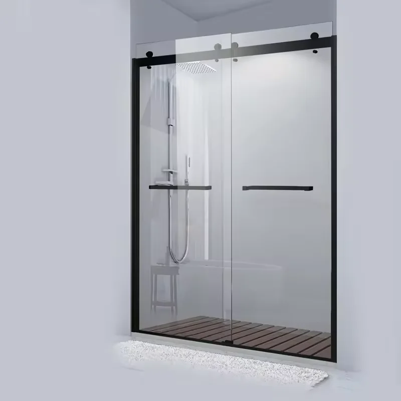 Waterproof Hotel Partition Tempered Glass Shower Door Sliding Double Door Bathroom Shower Screens