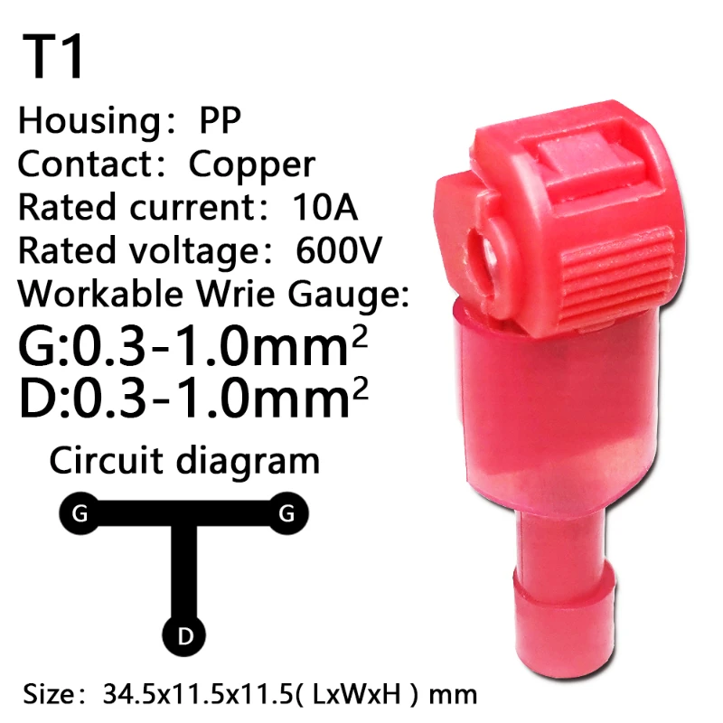 100PCS T-Tap Connector Quick Electrical Cable Connector Snap Splice Lock Wire Terminal Waterproof Crimp Wire Terminal