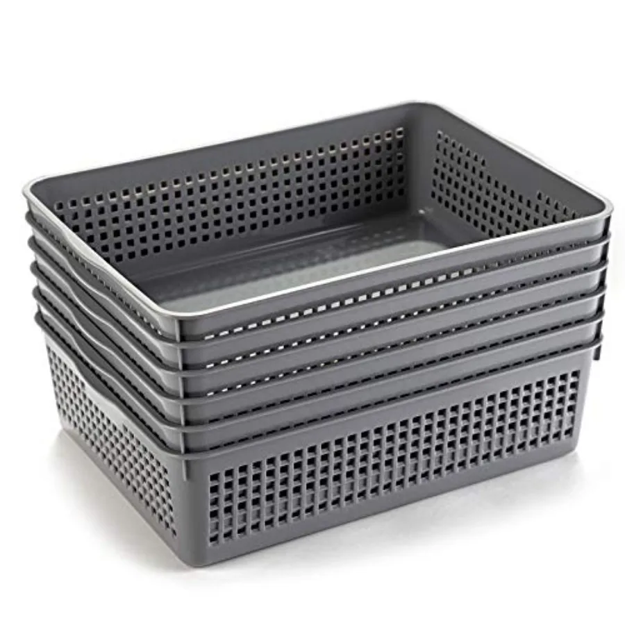 

A4 Size Plastic Paper Storage Trays, Desktop File Organizer Baskets, 6-Packs