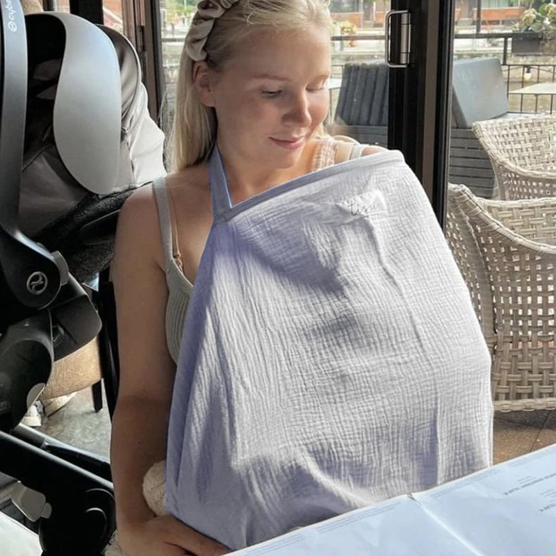 

Хлопковые муслиновые накидки для кормления новорожденных, однотонные пеленки-одеяла, шаль для грудного вскармливания, мягкое одеяло для сна