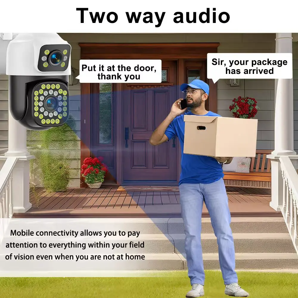 8MP Dual Lens IP Camera  Wifi Surveillance Camera PTZ Auto Tracking Security Protection Video ONVIF Security CCTV Camera YOOSEE