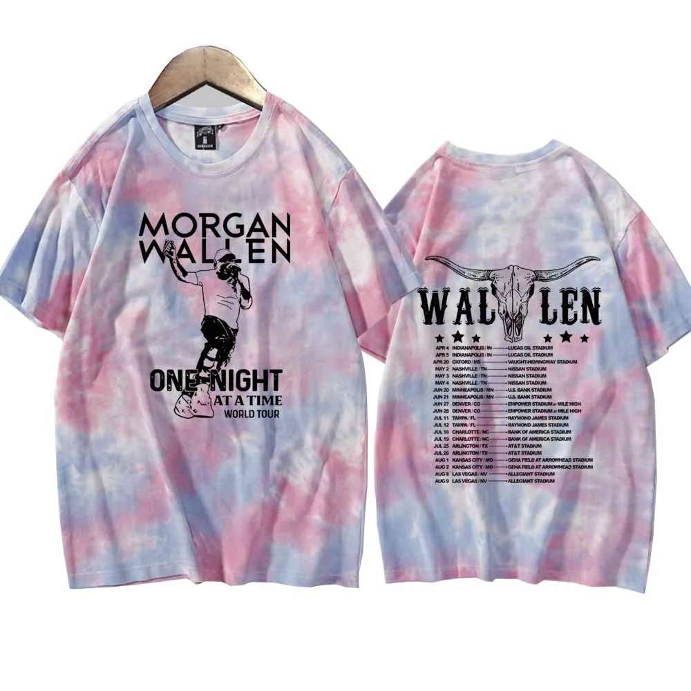 Morgan Wallen Tour 2024 Tie Dye Shirts Swift Fan T-Shirt Round Neck Short Sleeve Fans Gift