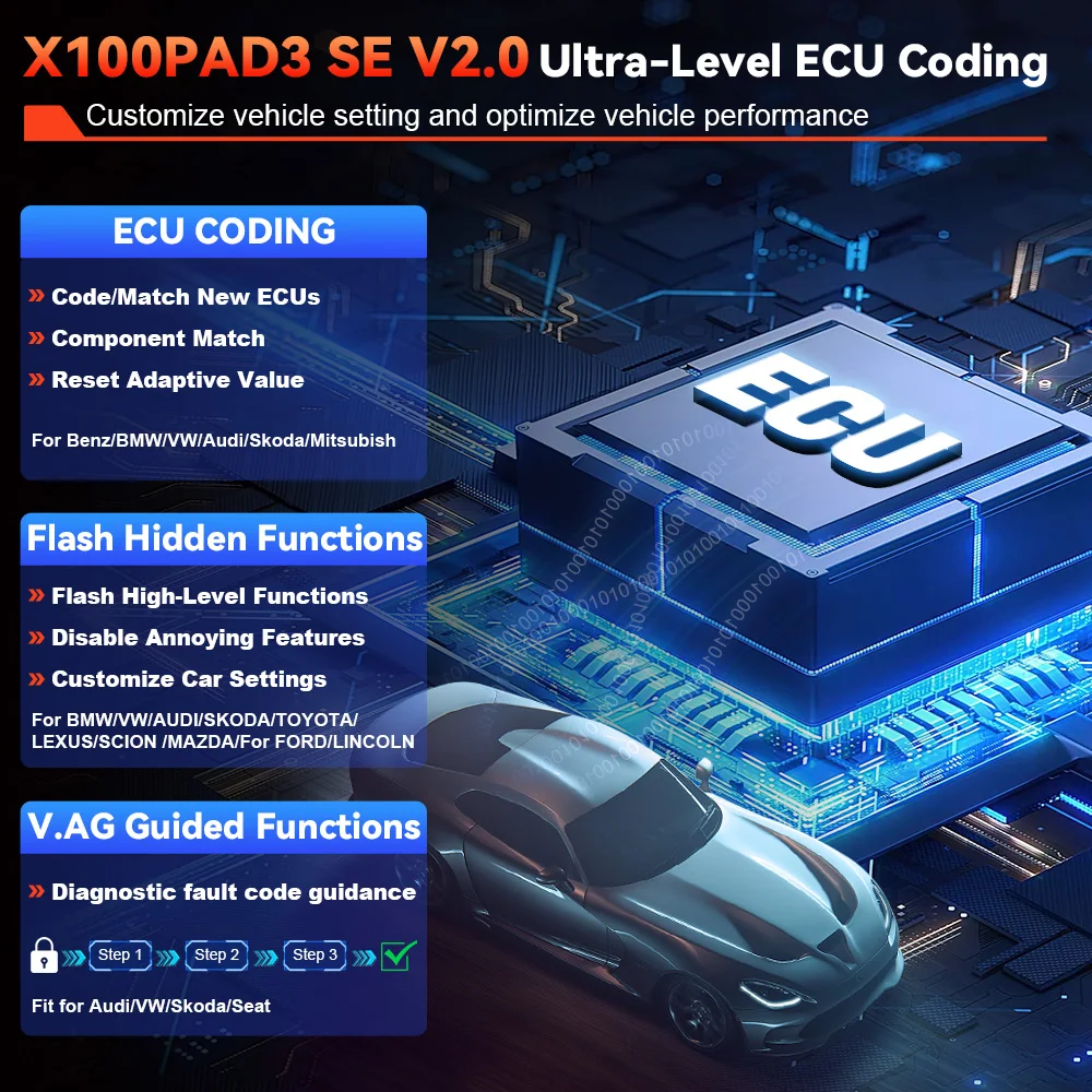 XTOOL X100PAD3 SE V2.0 All System Diagnostic Automotive Scanners IMMO Programming ECU Coding 38+ Resets Key Programming Scanner view 4