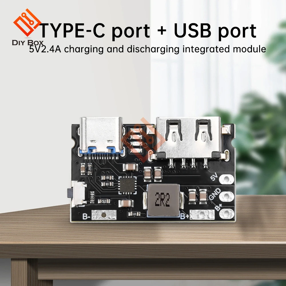 TYPE C + USB 5V 2.4A Charger Discharger Module Single Lithium Battery Charger Board 5V Supports Charging And Discharging