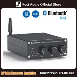 Fosi Audio BT20A Bluetooth TPA3116D2 Sound Power Amplifier 100W Mini HiFi Stereo Class D Amp Bass Treble For Home Theater