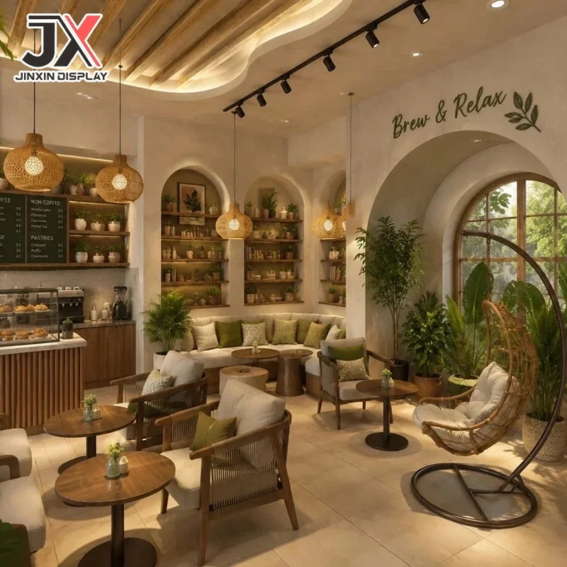 custom.Full Store Custom Design Luxury Cafe & Bread Shop Coffee Bar Counters Durable Premium Retail Commercial Bakery Display Ca