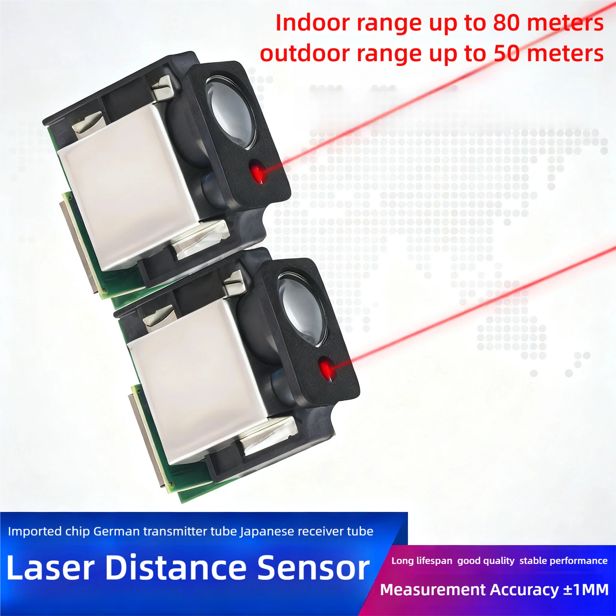 Sensor de distância a laser 4-20ma 0-10v módulo industrial de alta precisão 485/ttl deslocamento invólucro de banda infravermelha