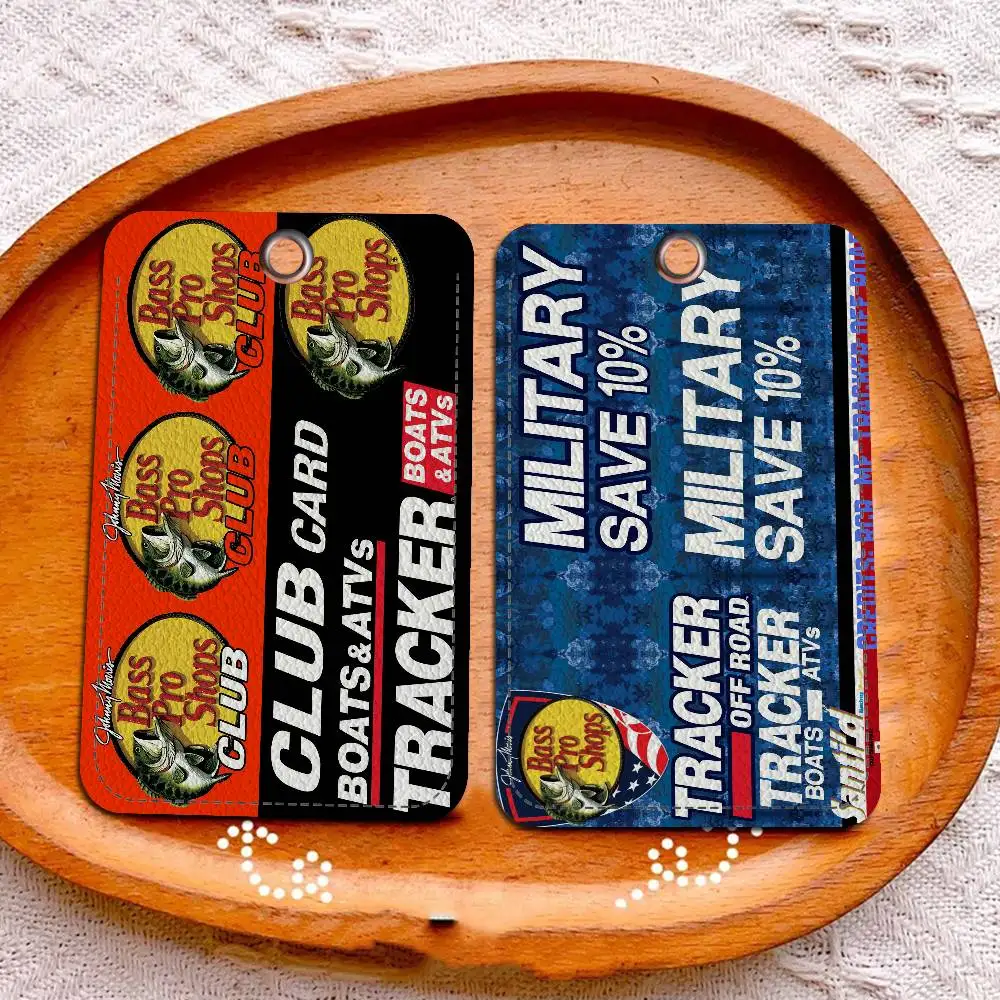 Fishing brand Bass-Pro-shops Style PU Access Card Holder with Keychain - Executive Protection for Bank card,Subway, Bus Card