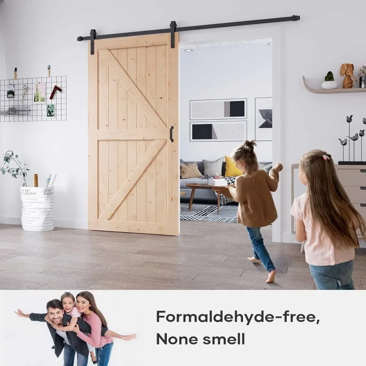 42in x 84in Sliding Barn Door with 7FT Barn Door Hardware Kit & Handle Included,DIY Assemblely,Easy Install,Interior Rooms