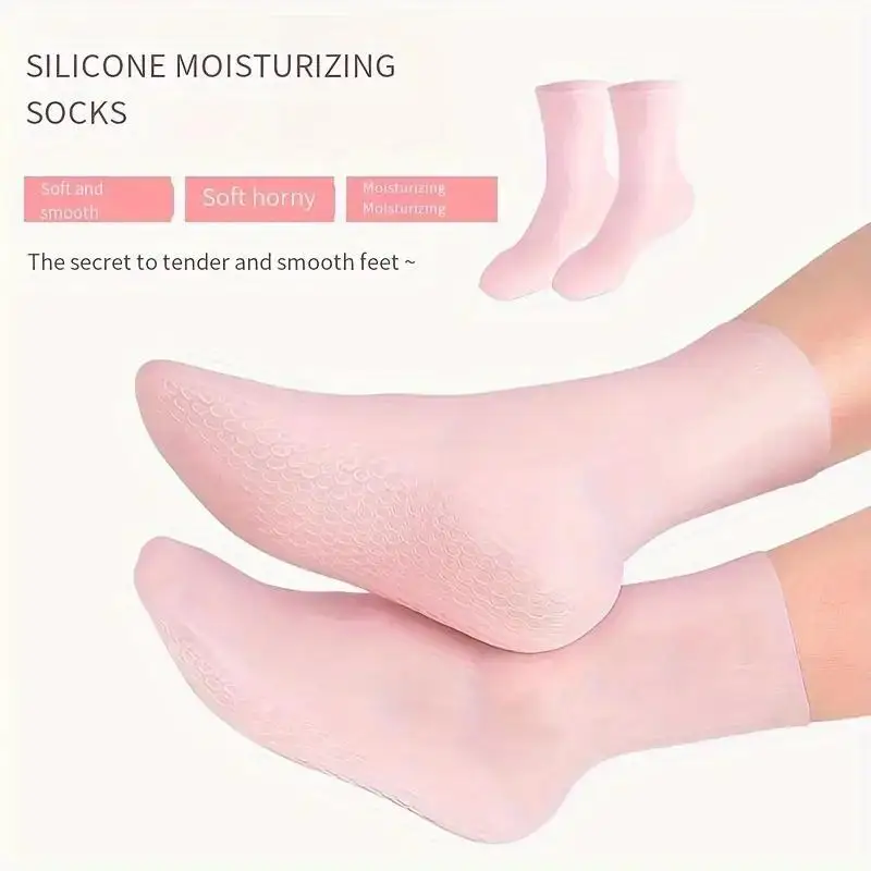 2pcs Silicone Moisturizing Foot Socks For Dry Cracked Feet Foot CareSocks Massage Moisturizing Gel Socks Pedicure Socks Tool - M