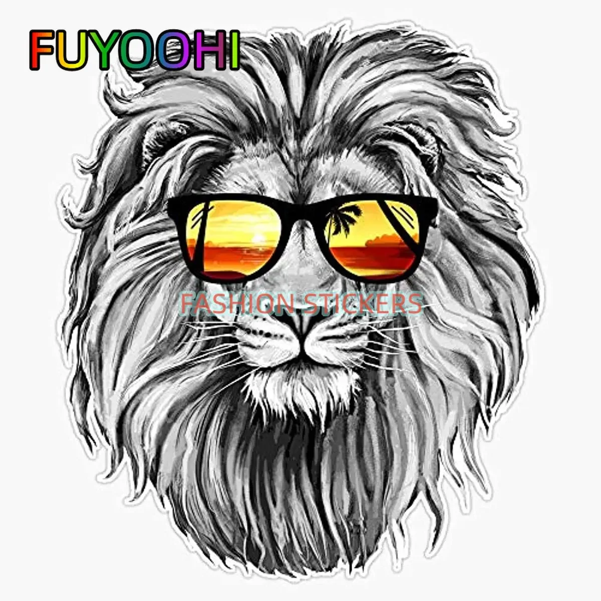 

FUYOOHI Car Stickers and Decals Brighten Up Your Vehicle with A Summer Lion King Sunglasses Car Sticker!