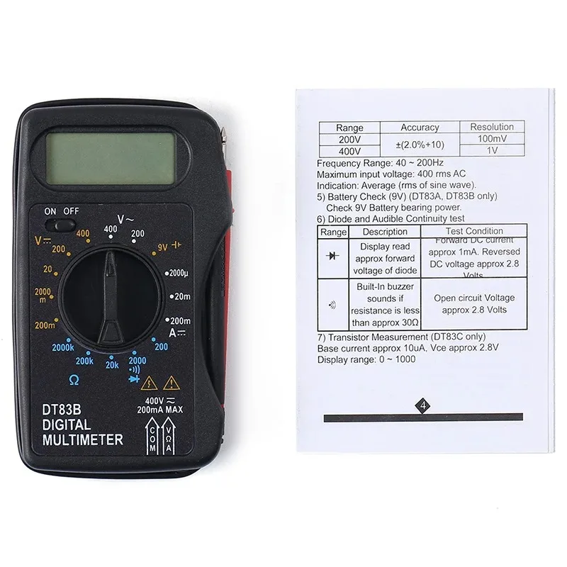 Digital Multimeter DT83B Pocket Ultra thin Mini with Battery Capacity Detection