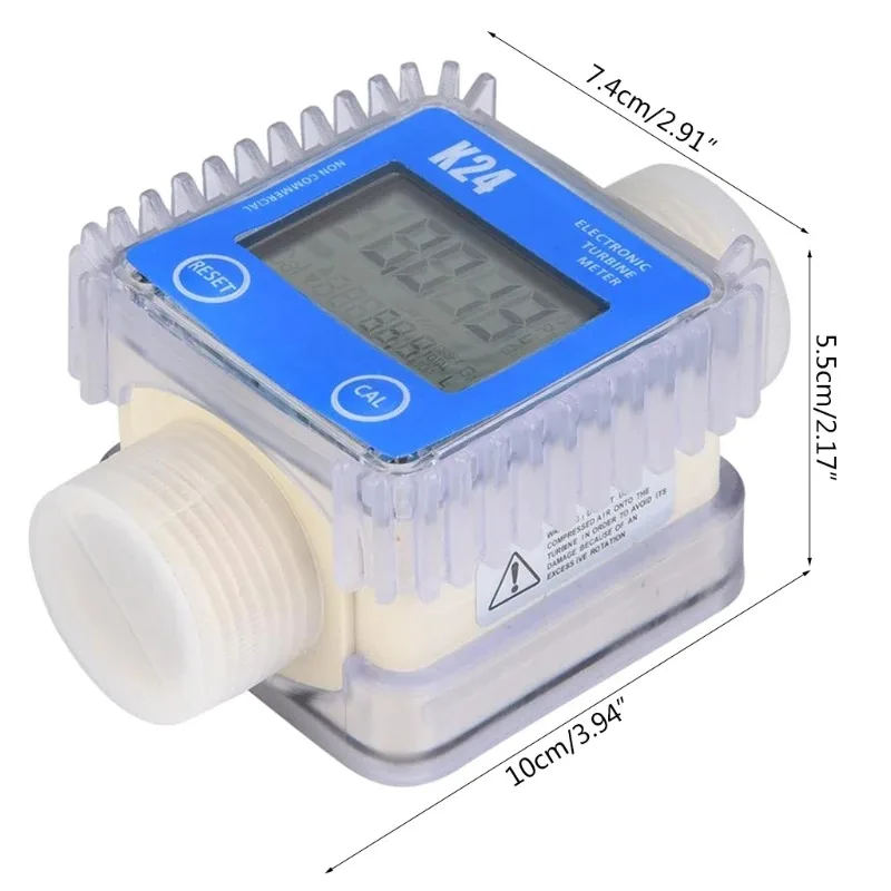 Digital K24 Turbine Diesel Oil Fuel Flow Meter Gauge LCD Fuel Flow Meter Chemicals Water Sea Liquid Flow Meters Measuring Tools