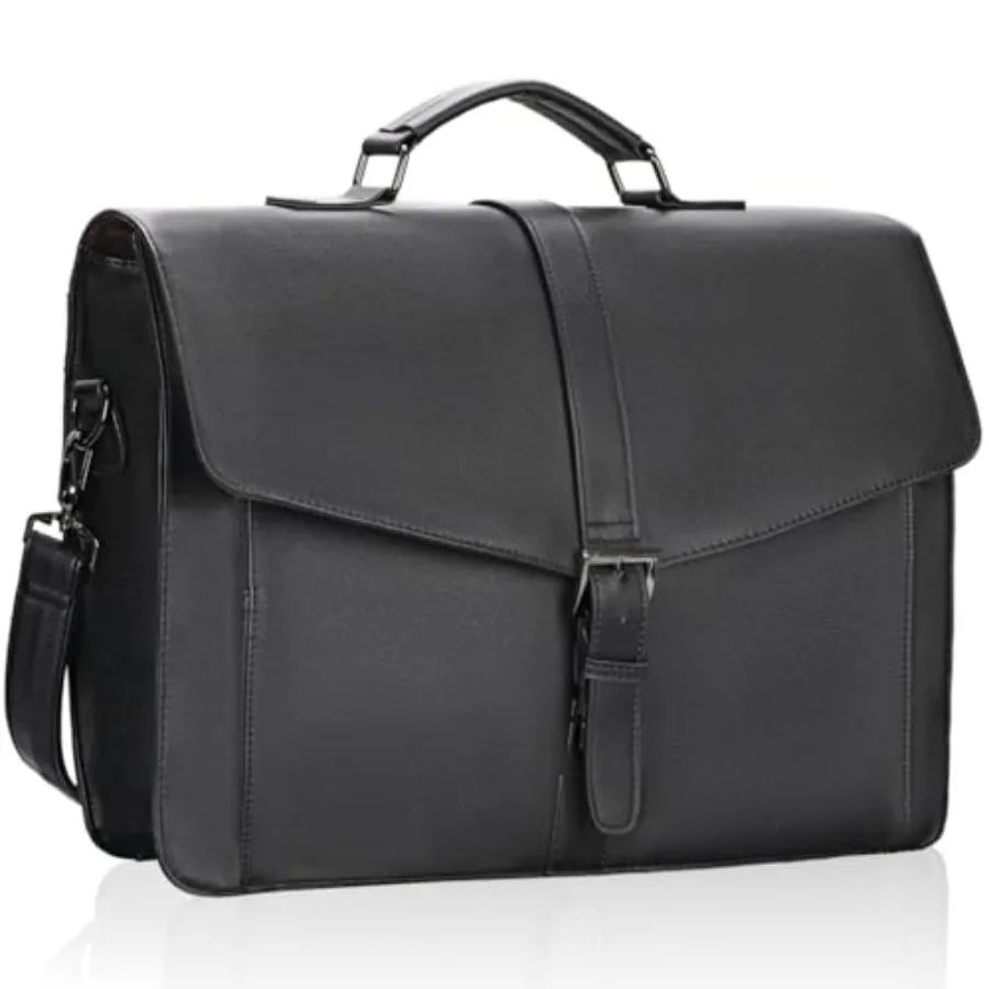

Men's Leather Briefcase Laptop Computer Bag for Office/Business/Travel, Large Satchel Professional Leather Messenger Shoulder B