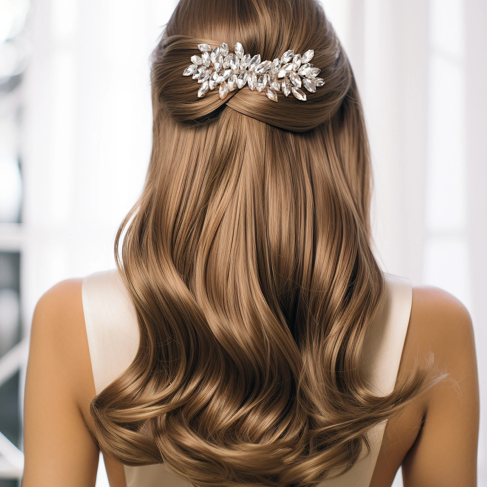 كريستال الزفاف خوذة حجر الراين الزفاف مشط الشعر ورقة الجانب قطعة شعر اكسسوارات وصيفة الشرف للنساء غطاء الرأس وصيفه الشرف #1