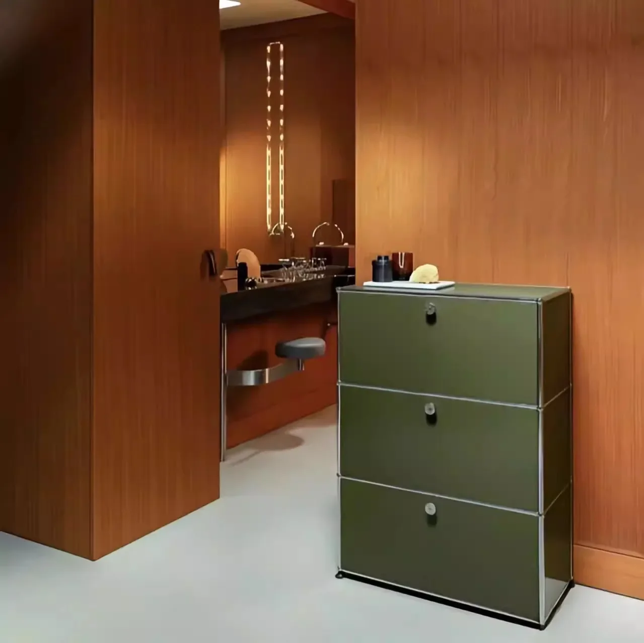 # Minimalist Steel Sideboards Storage Side TV Cabinet Metal Flip Door Unit for Hallway Flip-Top Cabinet for Living Room Cabinet