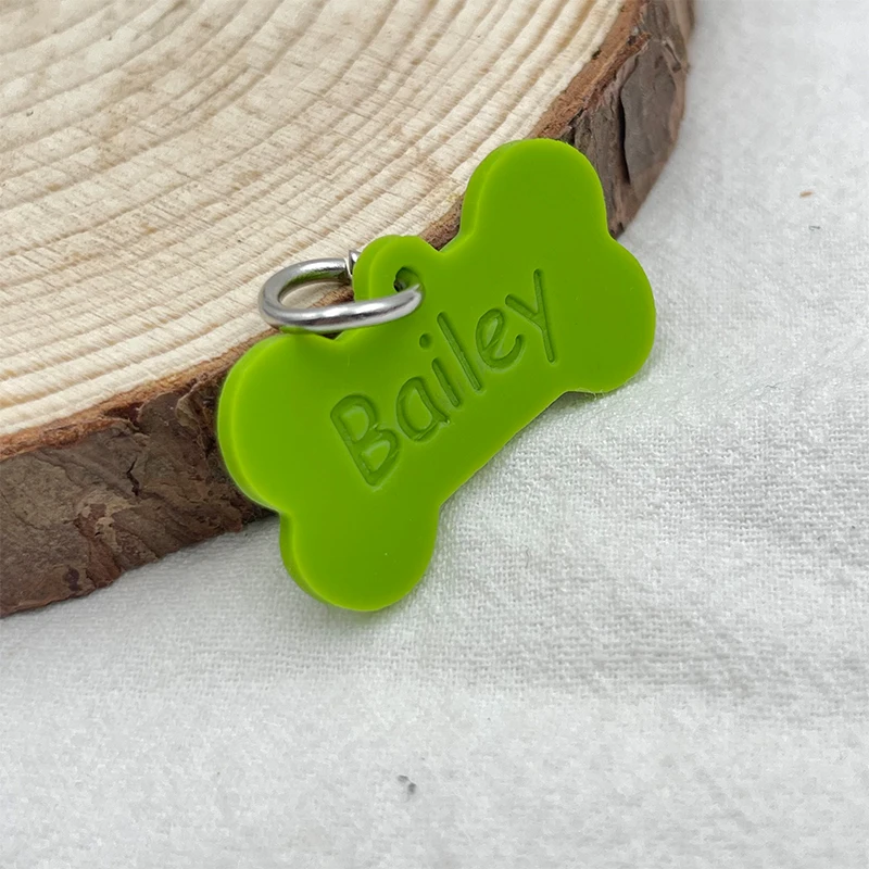 2024 Silicone bone shape Pet Anti-lost ID Tag Personalized Dog Collar Tag Engraved Name Custom Pendant Puppy Collars Accessories