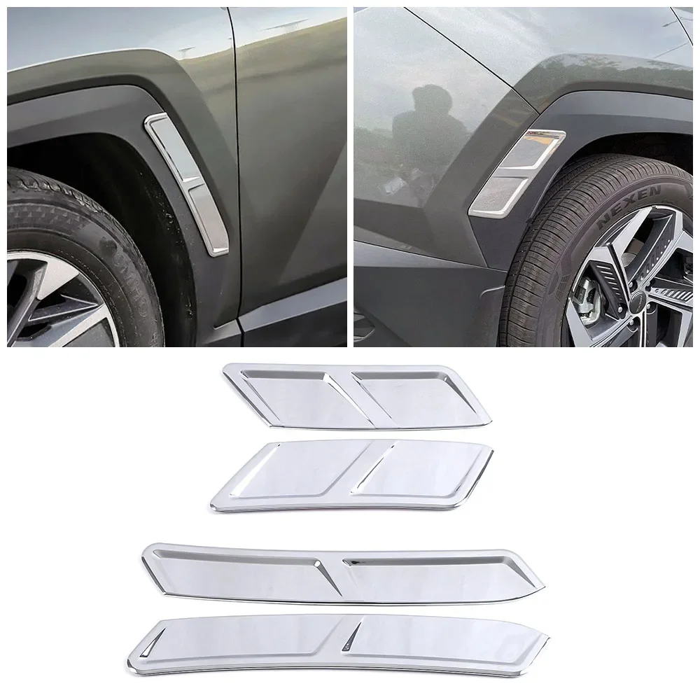 

For Hyundai Tucson NX4 2021 2023 Car Chrome Styling Wheel Eyebrow Wing Fender Decorate Cover Trim Garnish Sticker Anti Scratch