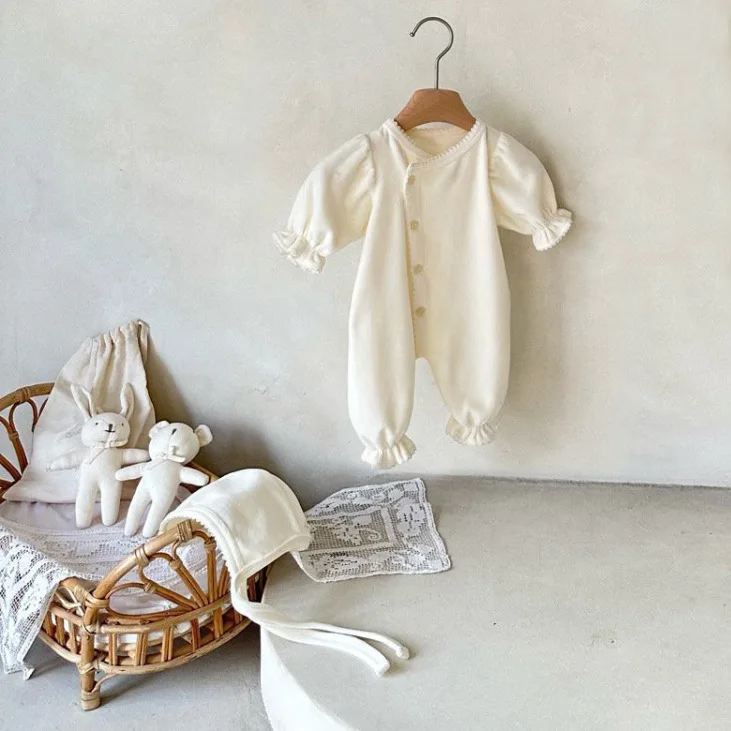 Baju Monyet Bayi Perempuan Baru Musim Semi 2025 Jumpsuit Lengan Panjang Katun Bayi Baru Lahir Lucu Baju Kasual Balita Longgar Anak Laki-laki 0-24M